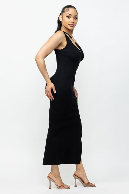 ONE SHOULDER SIDE SLIT MAXI DRESS