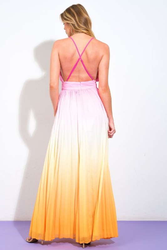 SLEEVLESS PLEATED MAXI DRESS