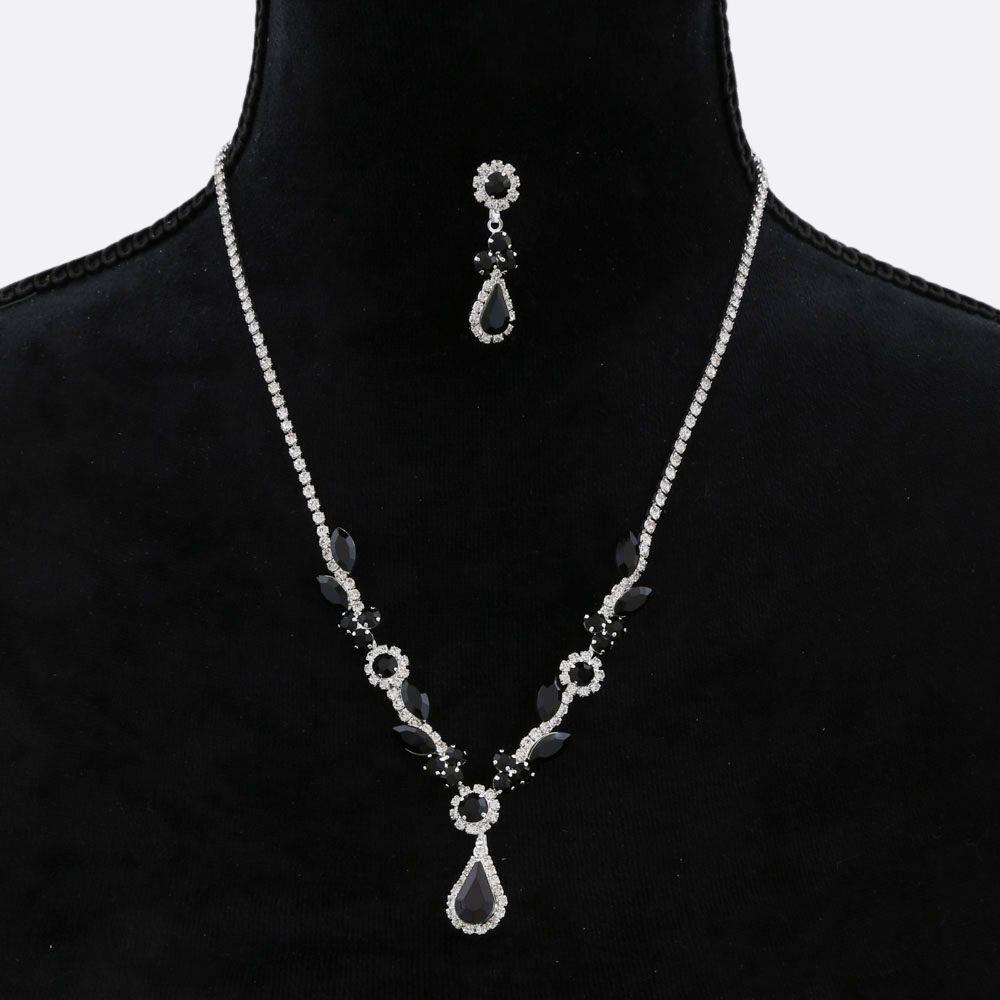 TEARDROP RHINESTONE NECKLACE EARRINGS SET
