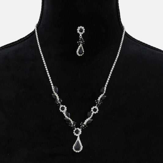 TEARDROP RHINESTONE NECKLACE EARRINGS SET
