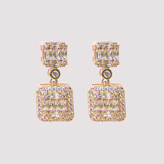 CZ SQUARE POST DANGEL EARRING