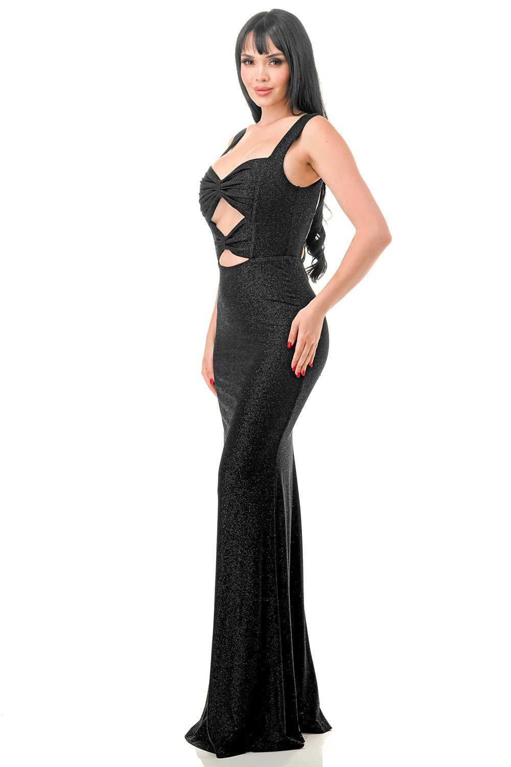 SWEETHEART BOW GLITTER MAXI DRESS