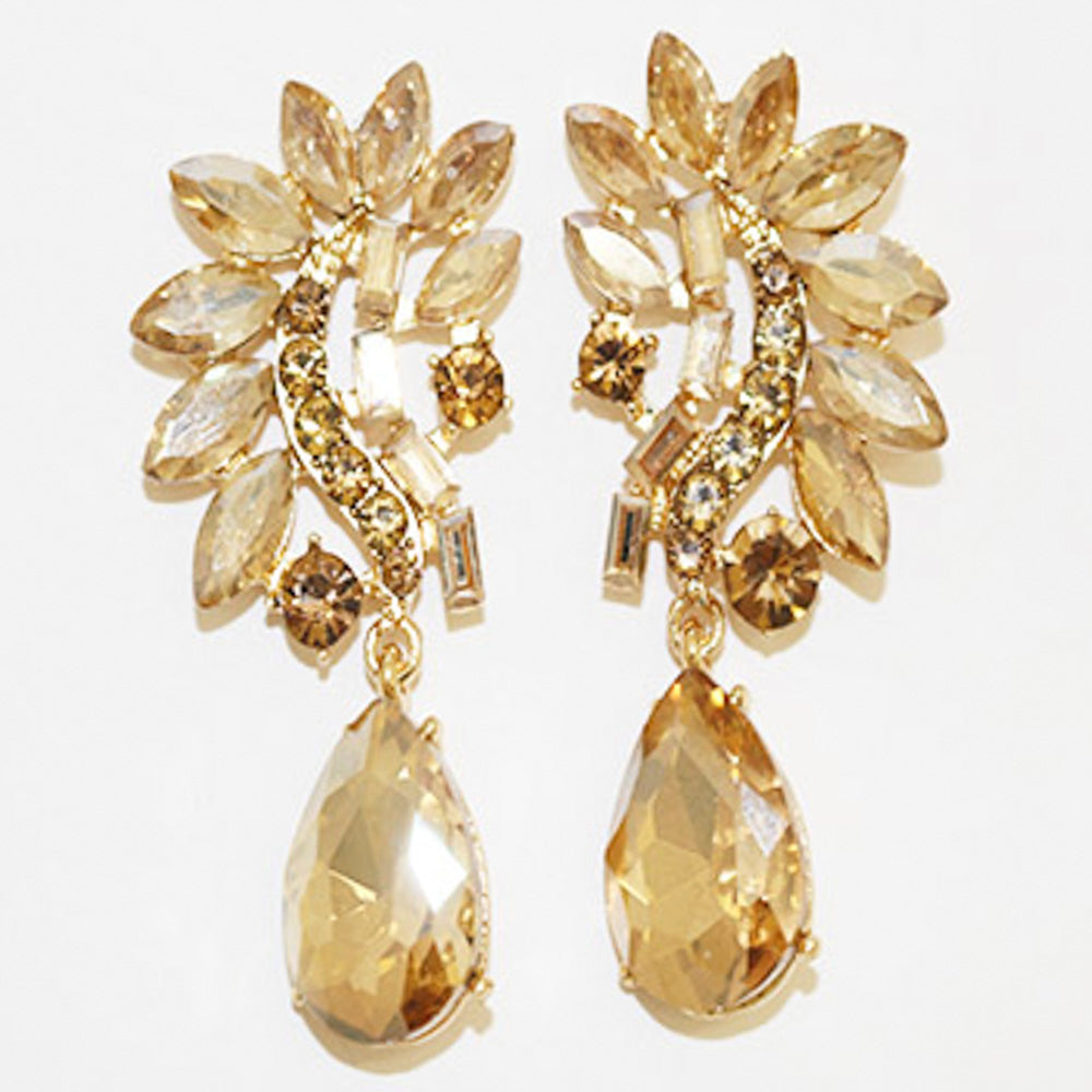 FLOWER TEARDROP RHINESTONE EARRING