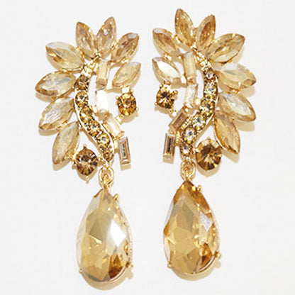 FLOWER TEARDROP RHINESTONE EARRING