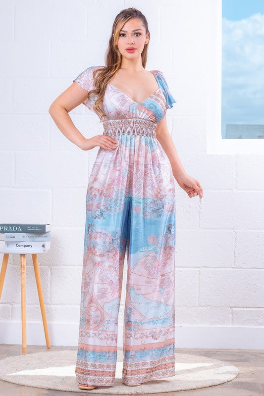 SATIN ATLAS PRINTED JUMPSUIT