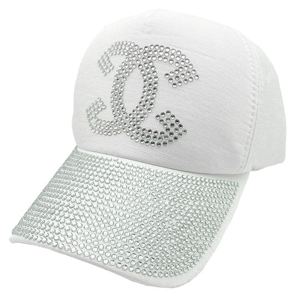 RHINESTONE LETTER DESIGN STUD CAP HAT