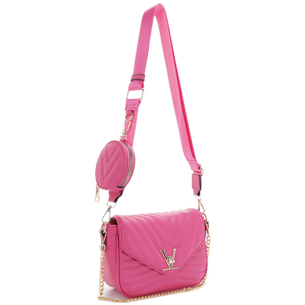 2IN1 V LINE CROSSBODY BAG WITH COIN PURSE SET