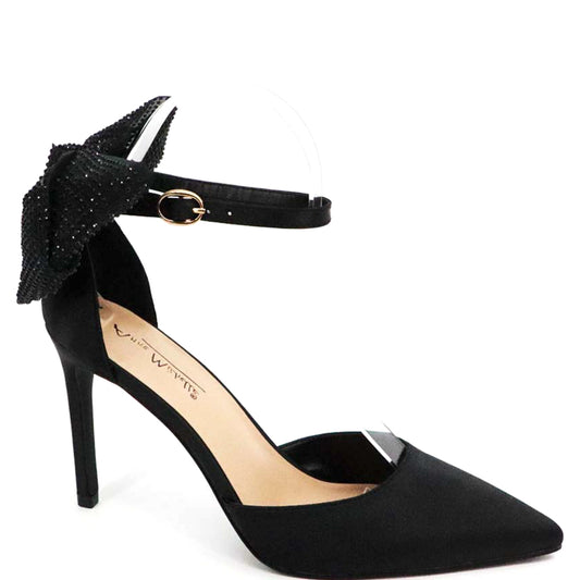 FASHION CHIC ANKLE BOWTIE SLIDE HEEL