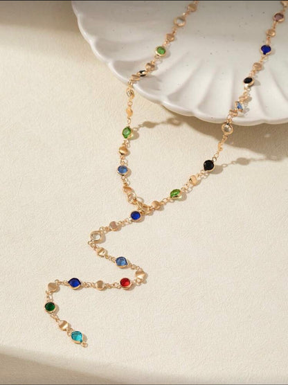 MULTI COLOR Y SHAPED LONG NECKLACE