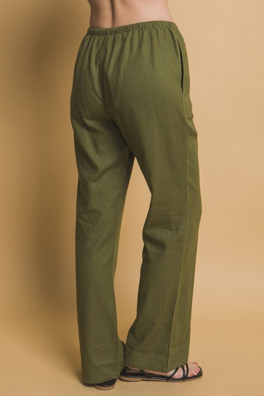 TIE WAIST LINEN PANTS