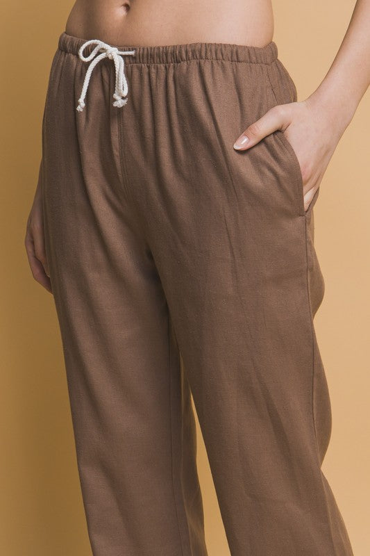 TIE WAIST LINEN PANTS