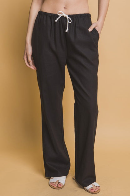 TIE WAIST LINEN PANTS