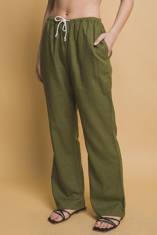 TIE WAIST LINEN PANTS