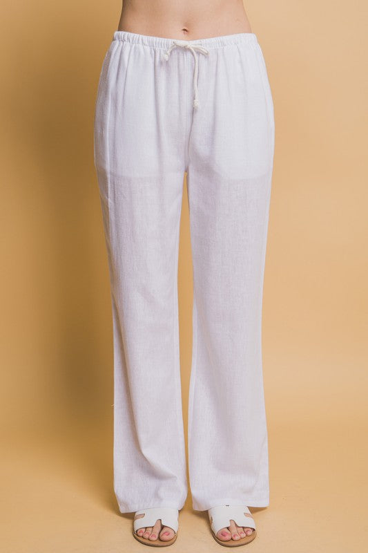 TIE WAIST LINEN PANTS