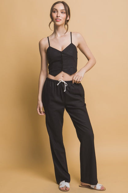 TIE WAIST LINEN PANTS