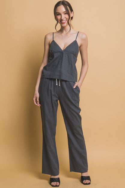 TIE WAIST LINEN PANTS