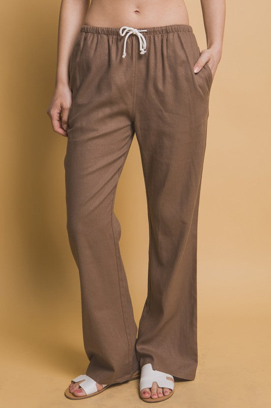 TIE WAIST LINEN PANTS