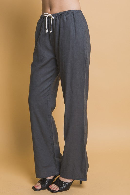 TIE WAIST LINEN PANTS