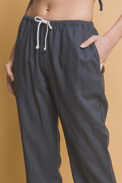 TIE WAIST LINEN PANTS