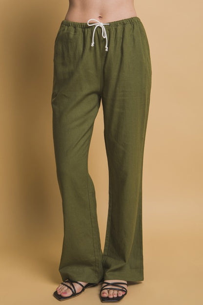 TIE WAIST LINEN PANTS