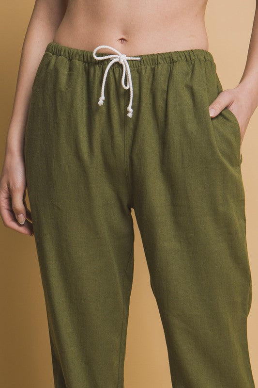 TIE WAIST LINEN PANTS