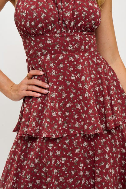 FLORAL MULTI LAYER MAXI DRESS