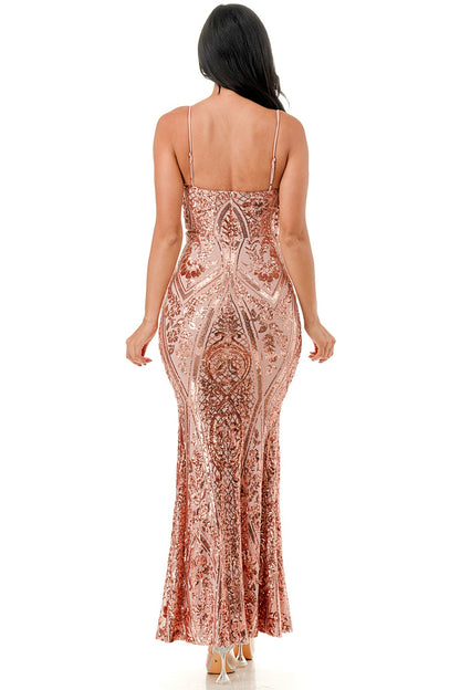 SEQUIN DESIGN MERMAID MAXI DRESS
