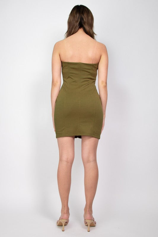 Zip-Up Side Pocket Tube Dress