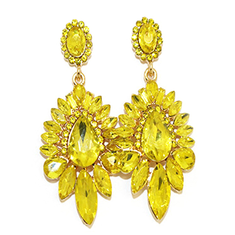 TEAR DROP MARQUISE RHINESTONE DANGLE EARINGS