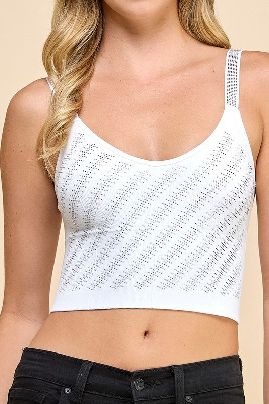 RHINESTONED CROP TANK TOP