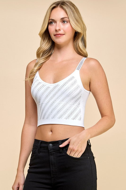 RHINESTONED CROP TANK TOP