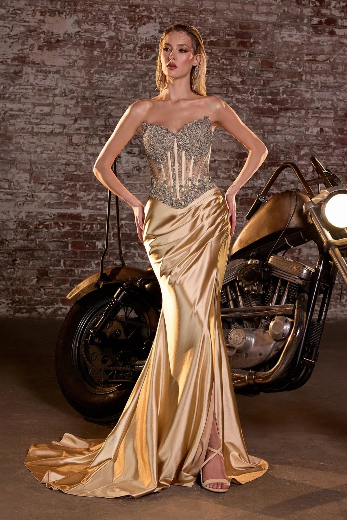 CRYSTAL EMBELLISHED CORSET COCKTAIL DRESS