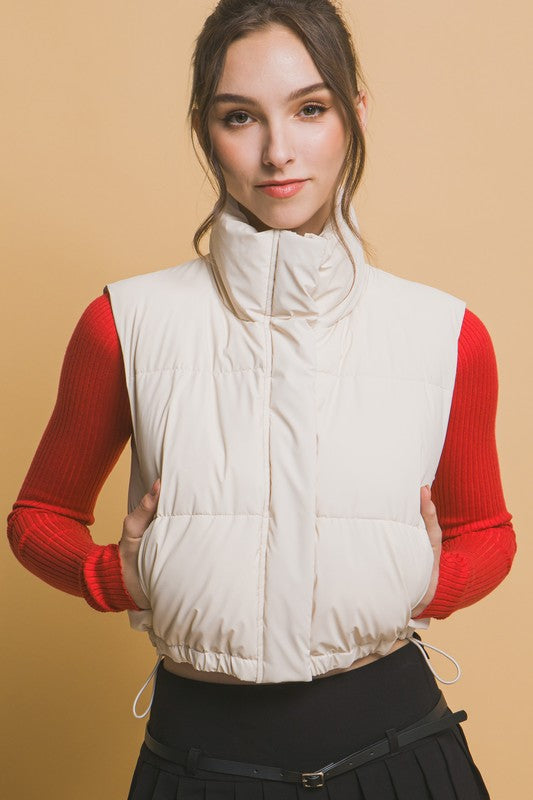 CROPPED PUFFER VEST WITH POCKETS