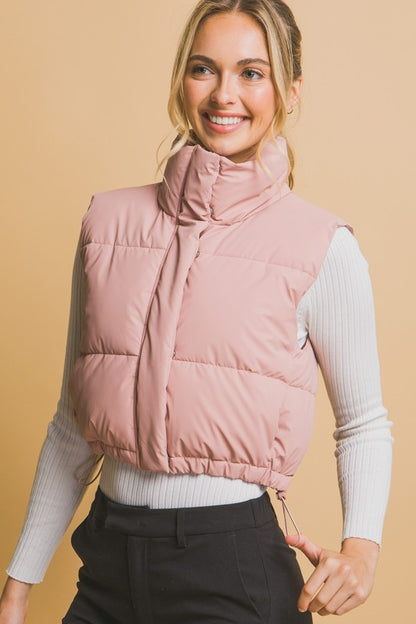 CROPPED PUFFER VEST WITH POCKETS