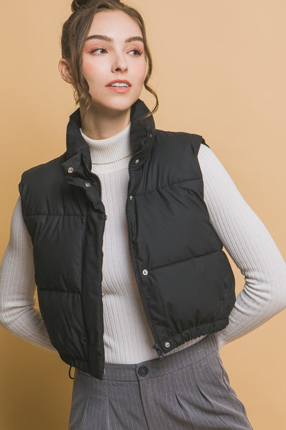 CROPPED PUFFER VEST WITH POCKETS