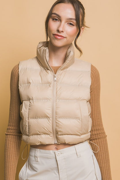 HIGH NECK ZIP UP PUFFER VEST