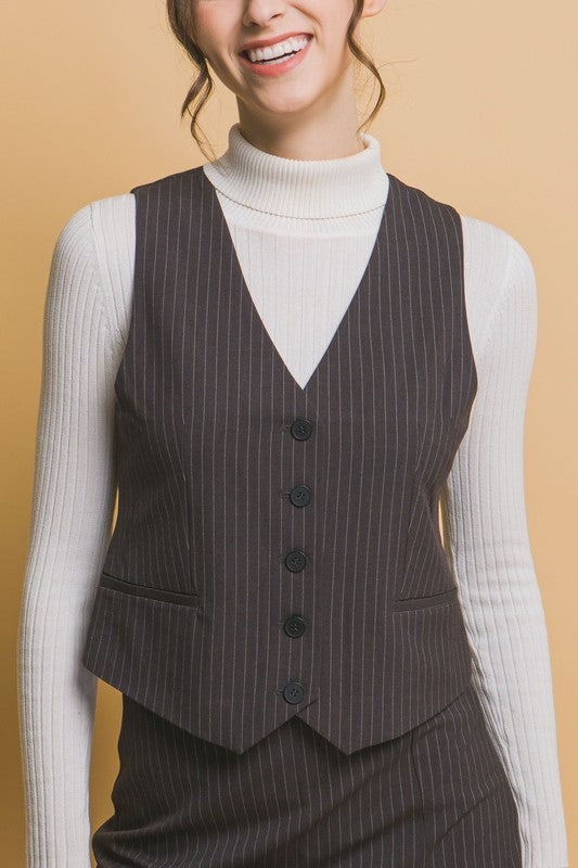 PINSTRIPED VEST AND PANTS SET