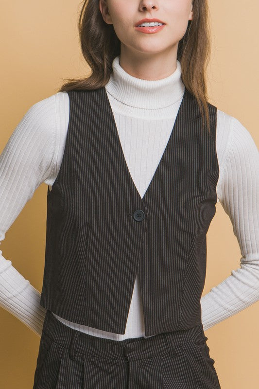 SINGLE BUTTON CASUAL VEST WITH PANTS SET