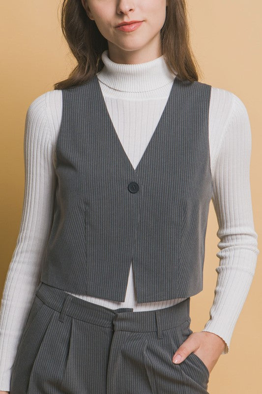 SINGLE BUTTON CASUAL VEST WITH PANTS SET