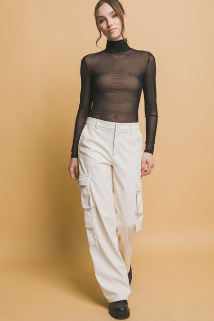 RELAXED FAUX LEATHER CARGO PANTS