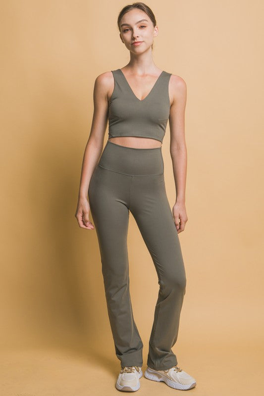 HIGH WAIST FLARE TOP AND LEGGINGS SET