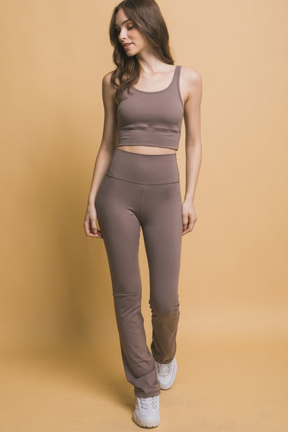 HIGH WAIST FLARE TOP AND LEGGINGS SET