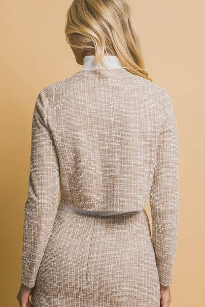 TWEED CROPPED BLAZER AND SKIRT SET