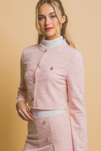 TWEED CROPPED BLAZER AND SKIRT SET