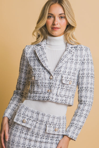 CROPPED TWEED BLAZER WITH SKIRT SET