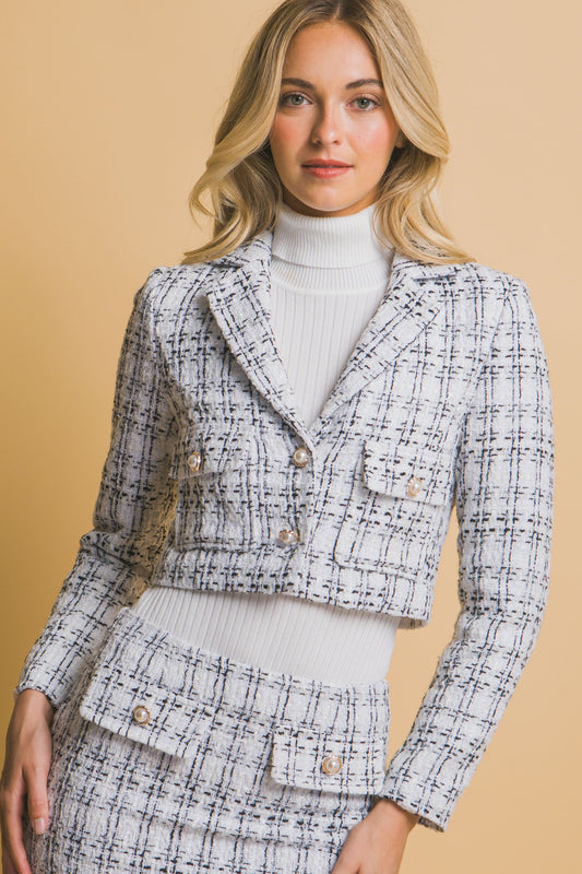 CROPPED TWEED BLAZER WITH SKIRT SET