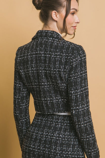 CROPPED TWEED BLAZER WITH SKIRT SET