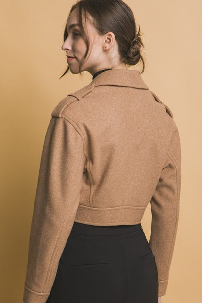 WOOL MOTO JACKET WITH ZIP CLOSURE