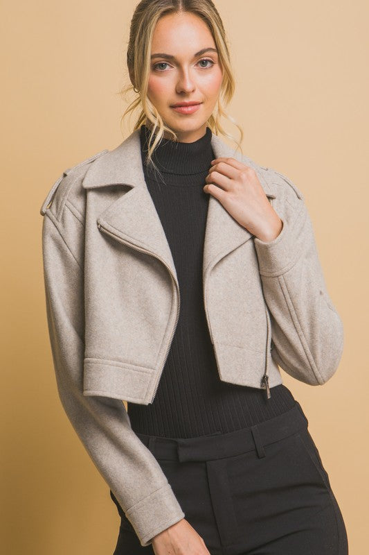 WOOL MOTO JACKET WITH ZIP CLOSURE