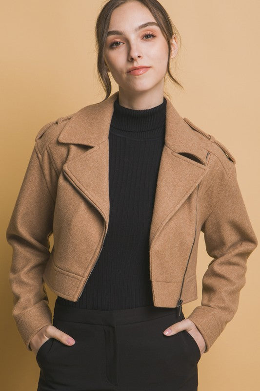 WOOL MOTO JACKET WITH ZIP CLOSURE